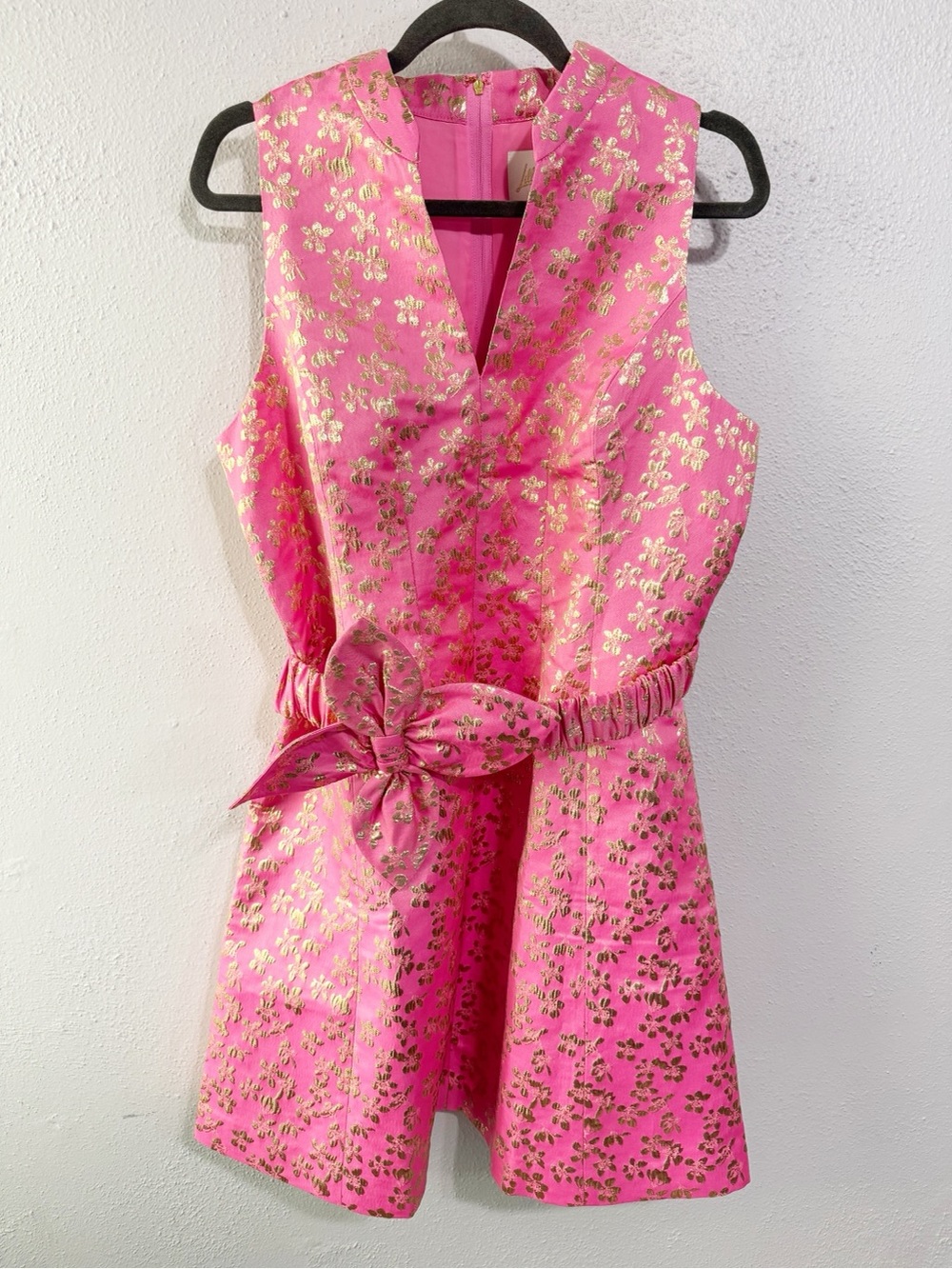 Lilly Pulitzer Pink and Gold Sleeveless Brocade Tazie Dress size 12 like new